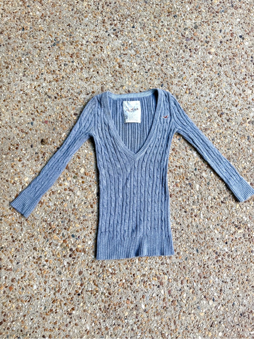 Y2K Vtg Hollister Henley Gray Cable Knit Fitted Sweater Bella Swan  Size S